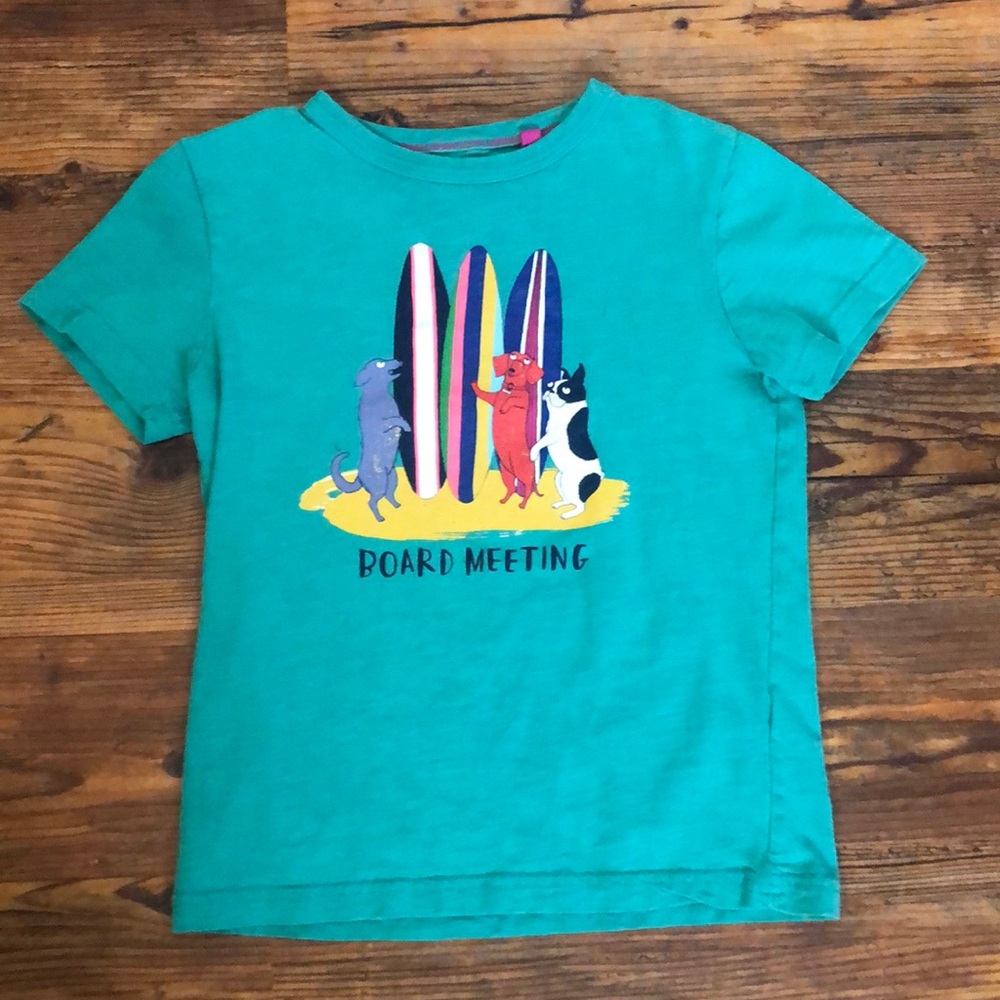 Mini Boden l Green Dog Surf Board “Board Meeting” T-shirt